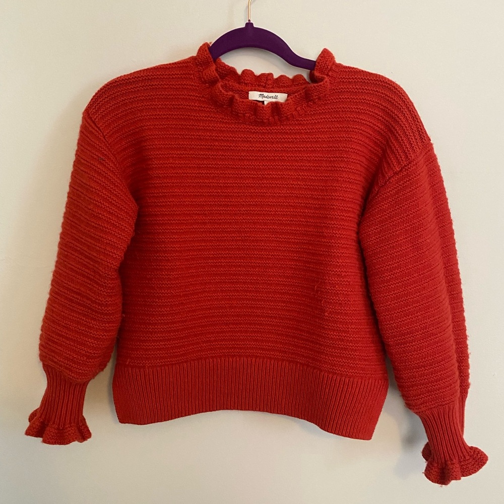 Madewell ruffle sleeve sweater